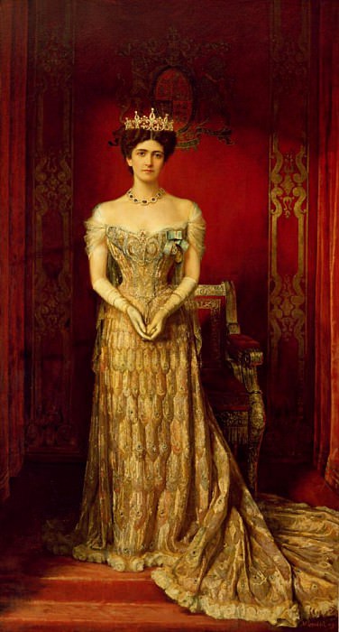 Mary Victoria Leiter, Marchioness Curzon in her Peacock Gown. William Logsdail