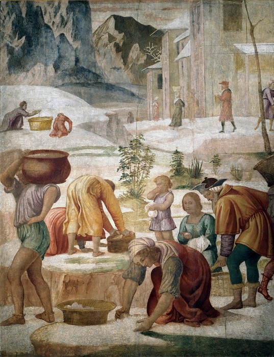 Собирание манны небесной (фреска из виллы Пелукка в Сесто-Сан-Джованни). Бернардино Луини