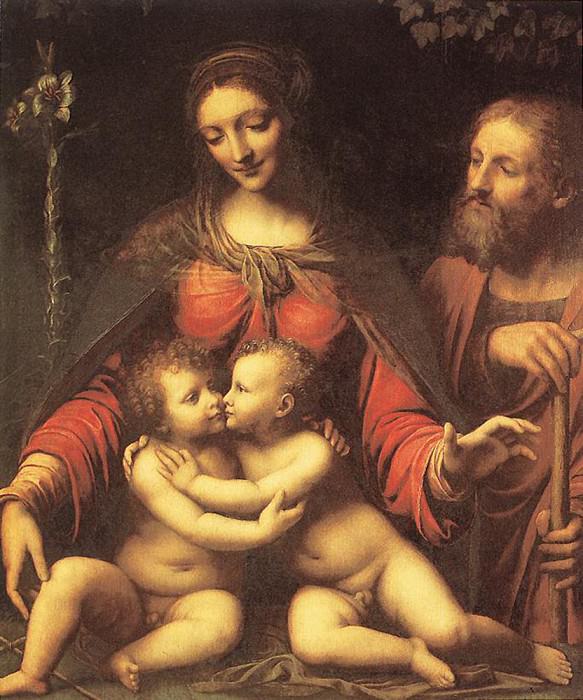 Holy Family With The Infant St John. Bernardino (Bernardino de Scapis) Luini