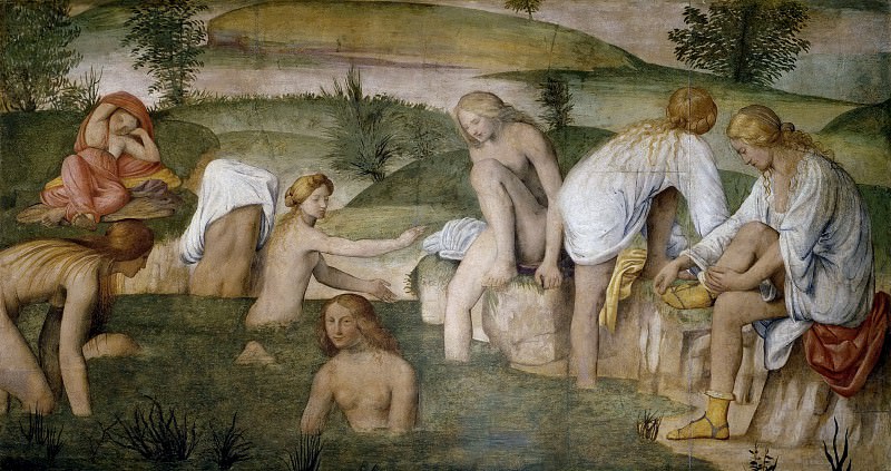 Girl Bathing (fresco from the Villa Pelucca at Sesto San Giovanni). Bernardino (Bernardino de Scapis) Luini