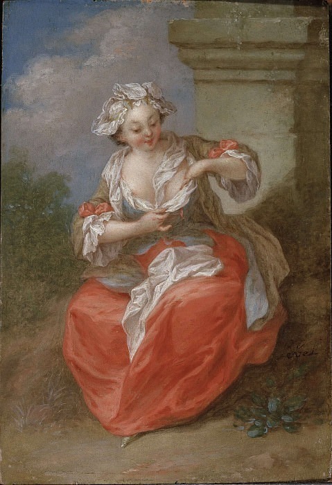 Young Girl Chasing Fleas. Jean-Baptiste Lebel