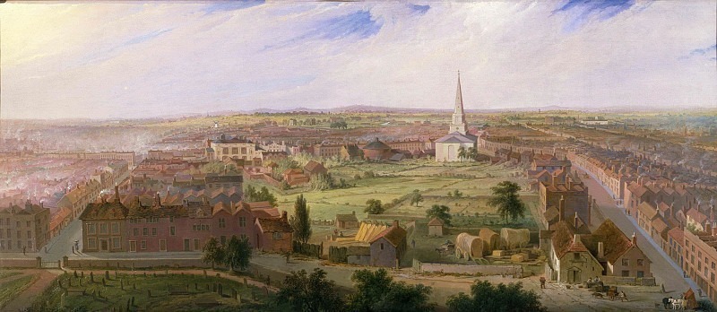 Бирмингем с купола церкви Святого Филиппа в 1821 году. Сэмуэл Лайнс