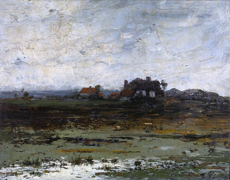 Farms at Sunset. Jean Pierre François Lamorinière