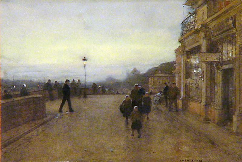 A streetscene at dusk. Luigi Loir