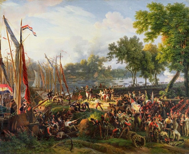 The French Army crossing the Rhine at Dusseldorf 6th September 1795. Louis Lejeune