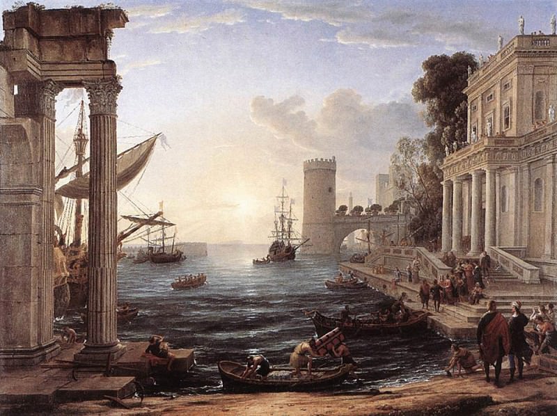 Seaport with the Embarkation of the Queen of Sheba. Claude Lorrain