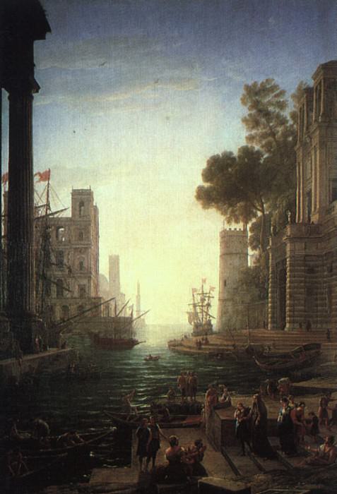 Landscape with the Embarkation of Saint Paula Romana. Claude Lorrain