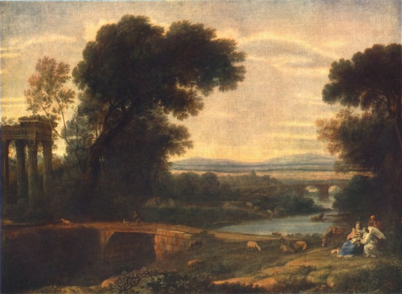 Отдых по пути в Египет на фоне пейзажа, 1666. Клод Лоррен