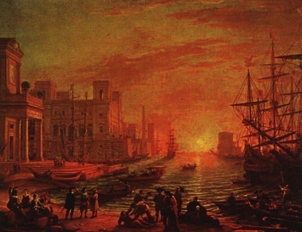 Seaport at Sunset, 1639, Musee du Louvre, Paris.. Claude Lorrain