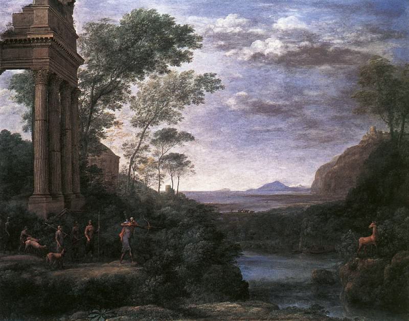 Пейзаж с Асканием, стреляющим в оленя-самца Сильвии. Клод Лоррен