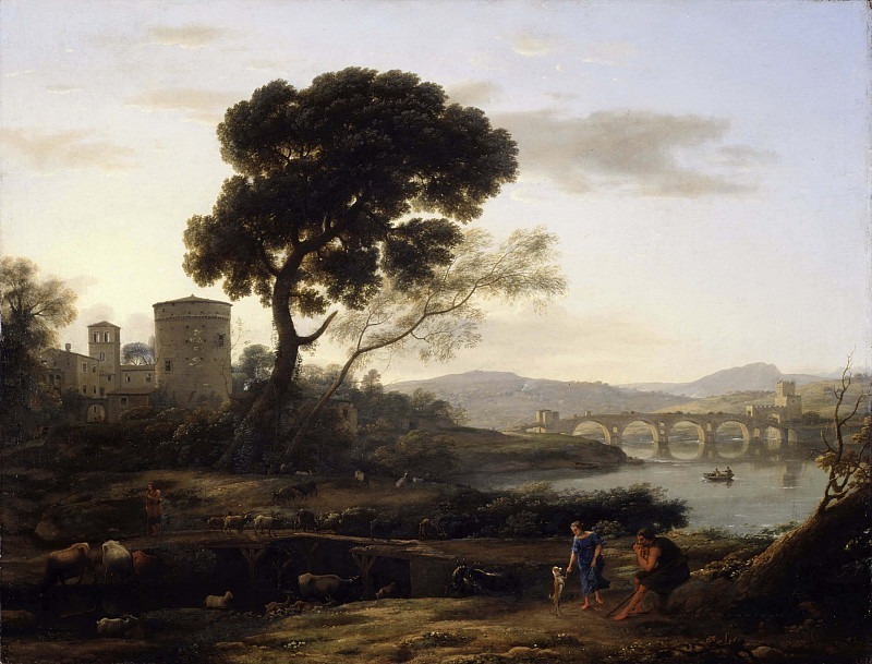 Landscape near Rome with a View of the Ponte Molle. Claude Lorrain