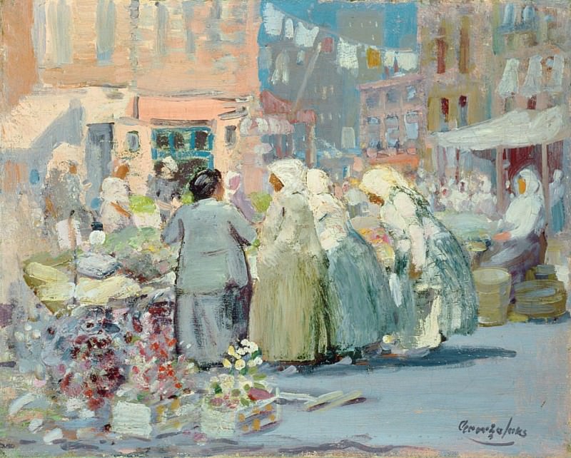 Spring Morning, Houston and Division Streets, New York. George Luks