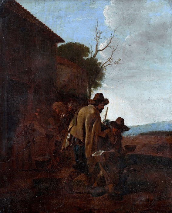 Святой францисканец раздает еду крестьянам. Питер Ван Лаер