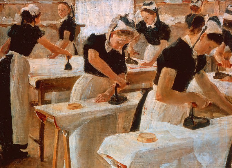 Girls Ironing. Heinrich Eduard Linde-Walther