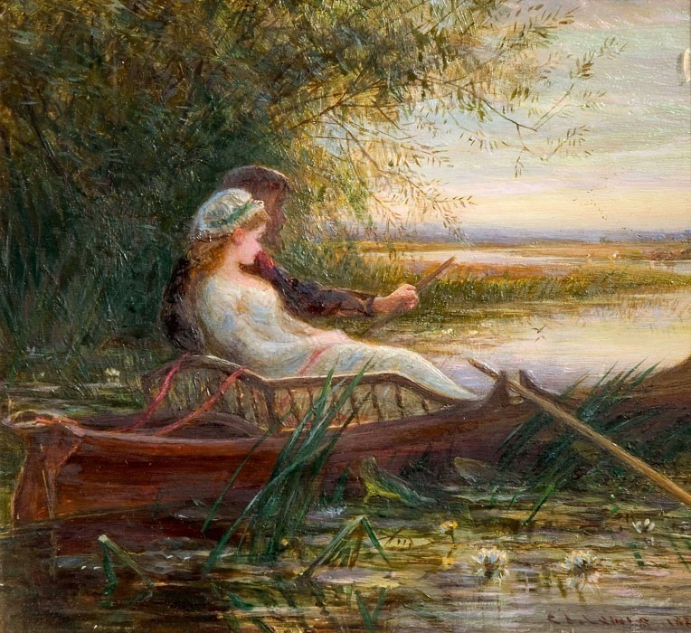 Two Figures In A Boat. Charles James Lewis