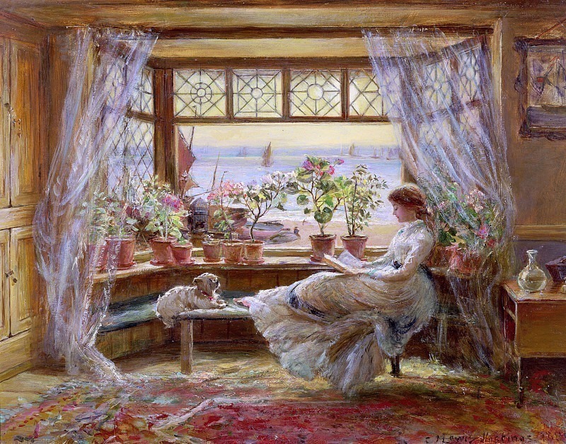 Reading by the Window. Charles James Lewis