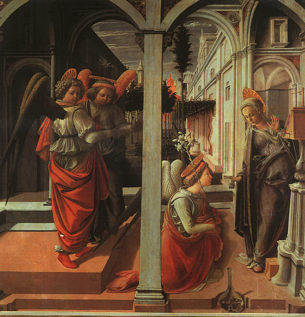 Lippi The Annunciation, 1440, tempera on wood, Martelli Chap. Fra Filippo Lippi