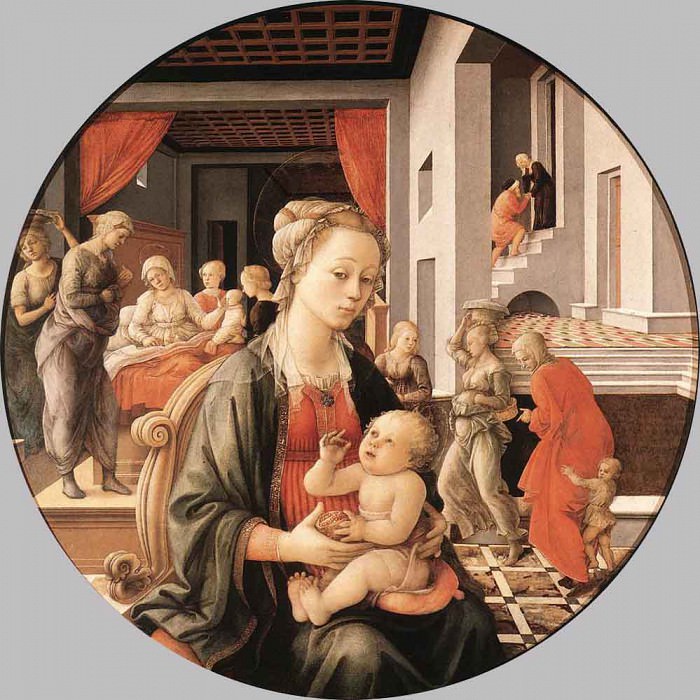 Мадонна с младенцем и сцены из жизни Св. Анны. Фра Филиппо Липпи