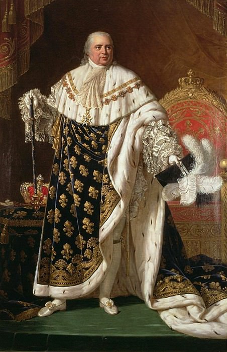Portrait of Louis XVIII (1755-1824) in coronation robes. Robert Lefevre