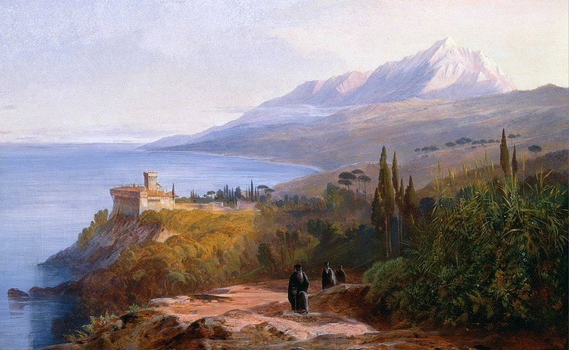 Mount Athos and the Monastery of StavronikГ©tes. Edward Lear