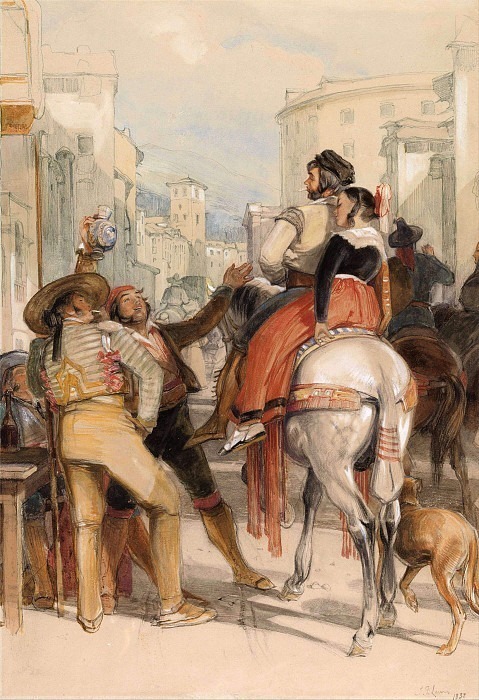 A Street Scene in Granada on the Day of the Bullfight. John Frederick Lewis