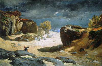 Laurens Jules Il sentiero delle sabbie a Fontainebleau 1869. Jules Joseph Augustin Laurens