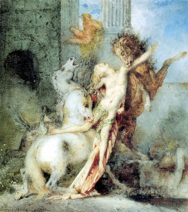 Diomedes Devoured by his Horses watercolour. Gustave Moreau