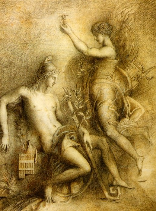 Hesiode et la Muse. Gustave Moreau