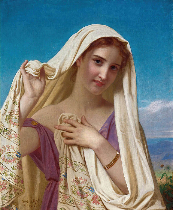 Young Girl In A Veil. Hugues Merle