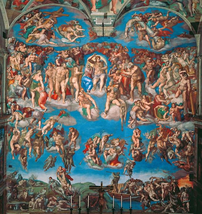 Last Judgement (after restoration 1990-94). Michelangelo Buonarroti