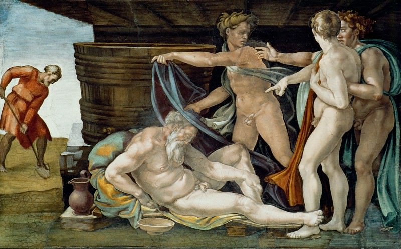 Drunkenness of Noah. Michelangelo Buonarroti