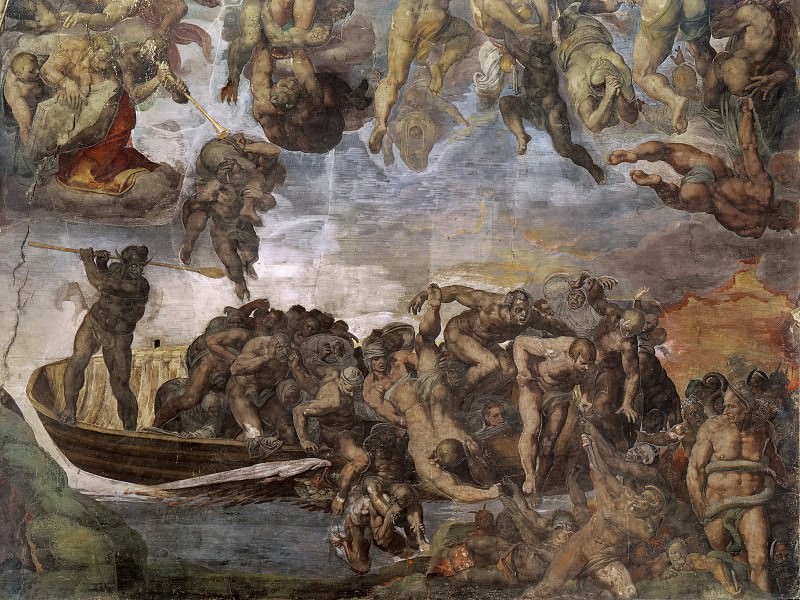 Last Judgement (fragment, before restoration 1990-94). Michelangelo Buonarroti