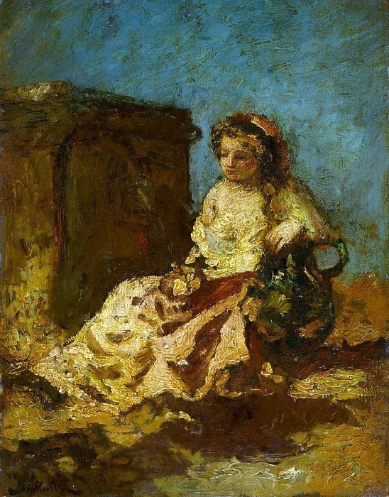 Meditation (Seated Woman). Adolphe Joseph Thomas Monticelli