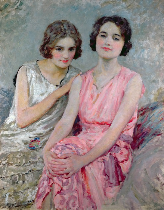 Two Young Women Seated. William Henry Margetson