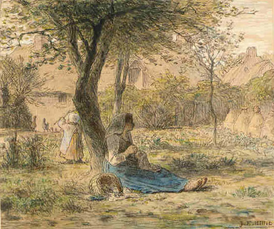 В саду. Жан-Франсуа Милле