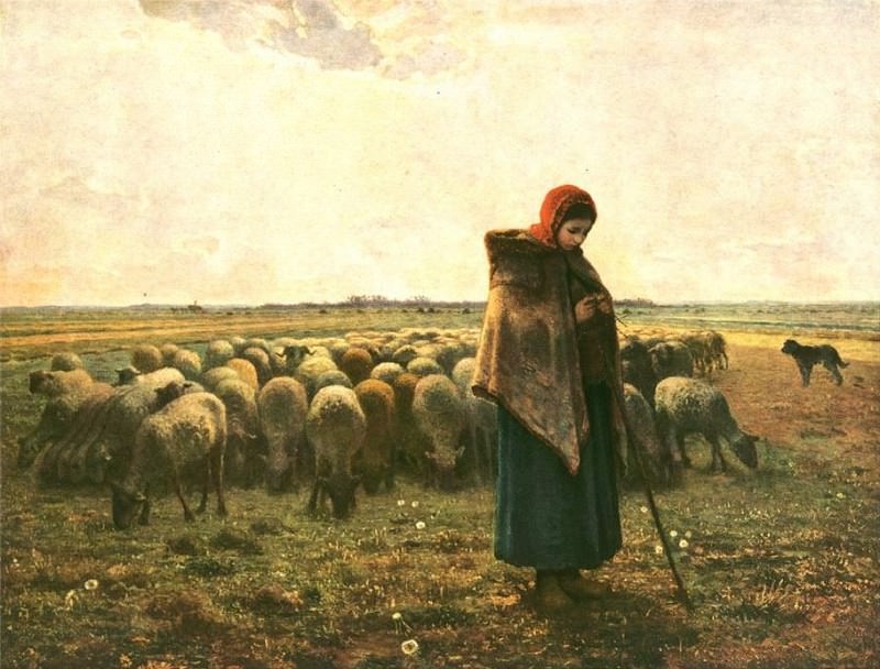 bergиre gardant ses moutons. Jean-François Millet