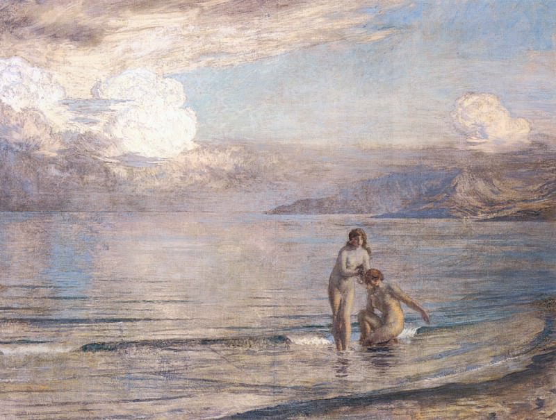 Menard Bathers on the Beach. Marie Auguste Emile Rene Menard