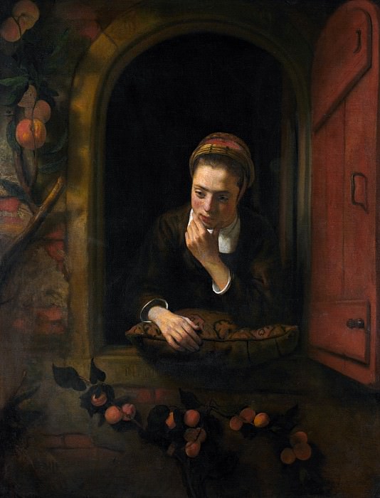 Николас Мас - Девушка в окне (известная как “Мечтательница”, 1650-60-е). Nicolaes Maes (Girl at a Window, known as “The Daydreamer”)