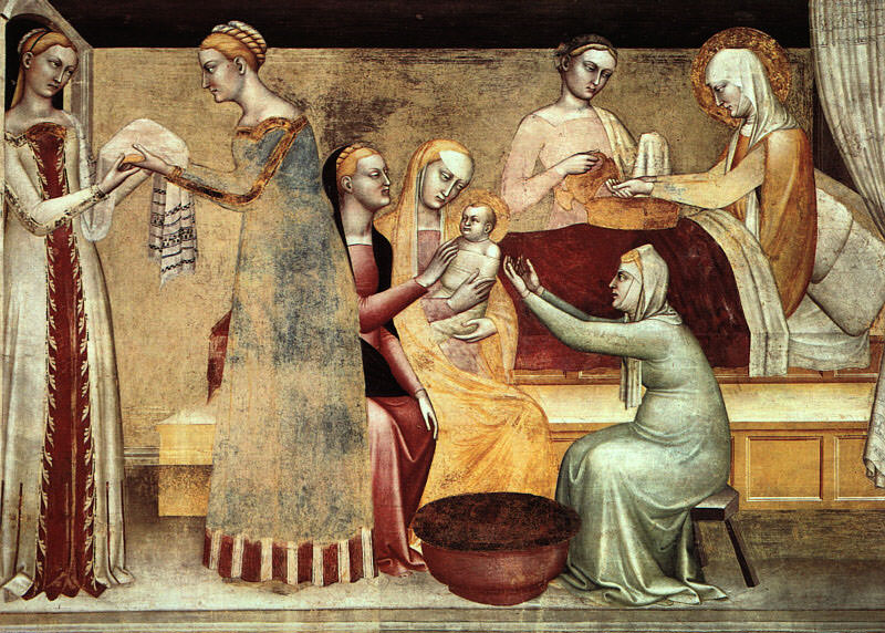 Giovanni da Milano The birth of the virgin, 1365, Rinuccini. Джованни да Милано