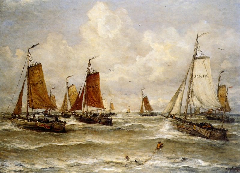 Fishing Fleet At Scheveningen. Hendrik Willem Mesdag