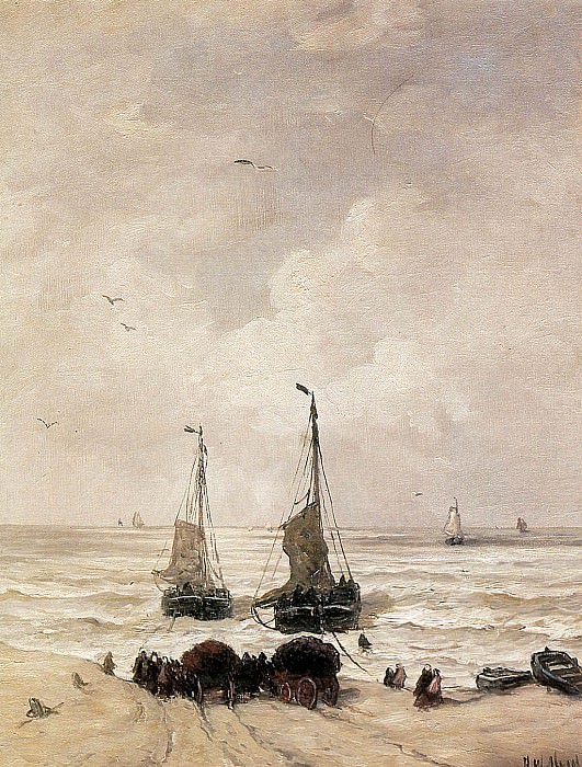 Loading Of The Nets. Hendrik Willem Mesdag