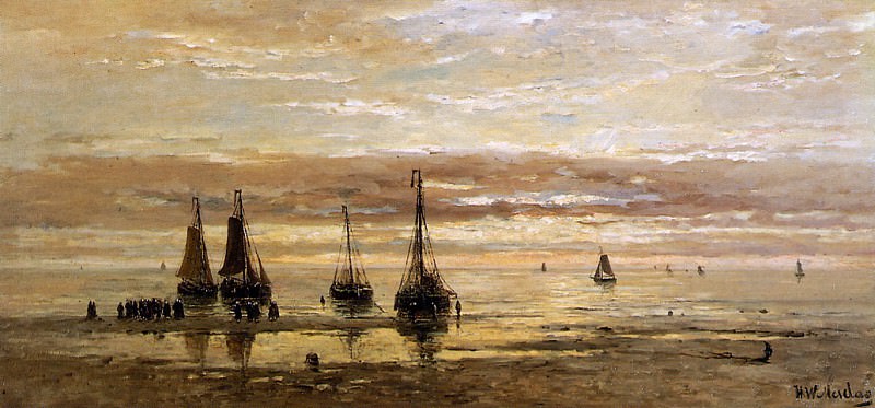 Ships On The Beach. Hendrik Willem Mesdag