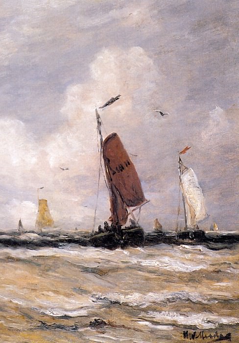 Sea with fishingboats. Hendrik Willem Mesdag
