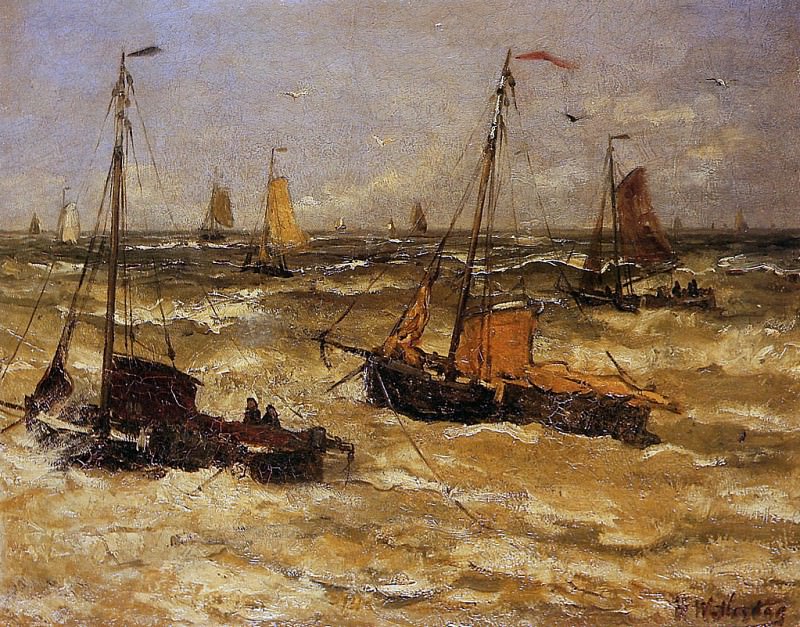 Ships For Anchor. Hendrik Willem Mesdag