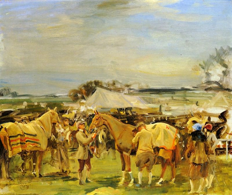 Saddling For The Point To Point. Sir Alfred James Munnings