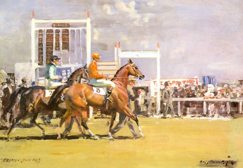 Going Out At Epsom. Sir Alfred James Munnings