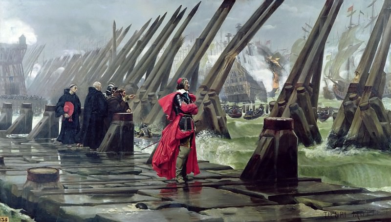 Richelieu on the sea wall at La Rochelle. Henri Paul Motte