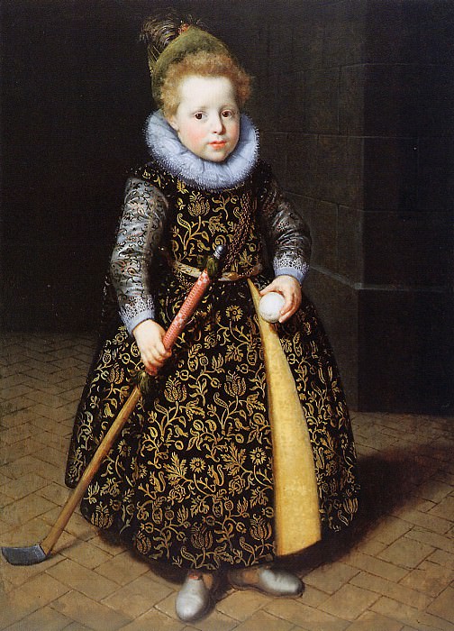4 Year old boy with club and ball. Paulus Moreelse