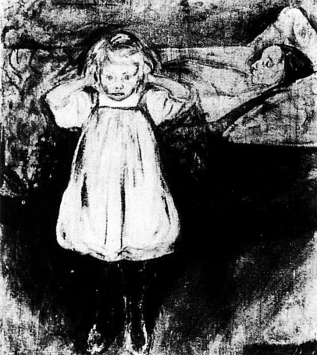 Мертвая мама и ребенок, литография, 1896. Эдвард Мунк