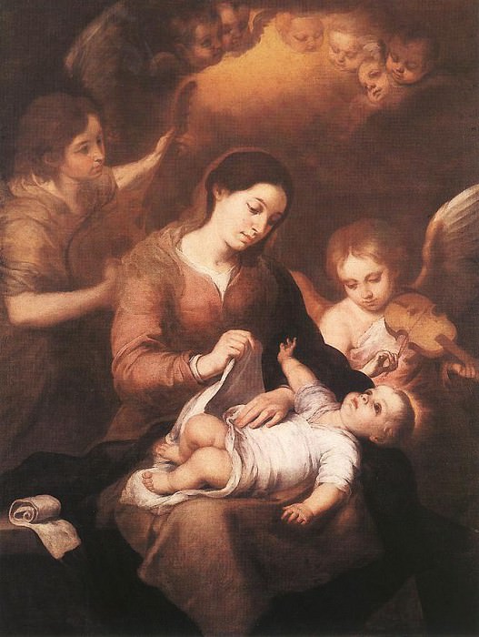Mary and Child with Angels Playing Music. Bartolome Esteban Murillo